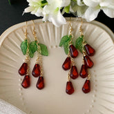 Pomegranate Dangle Earrings, Pomegranate Seed Earrings, Pomegranate persephone earrings, Unique Fruit Earrings Dangle